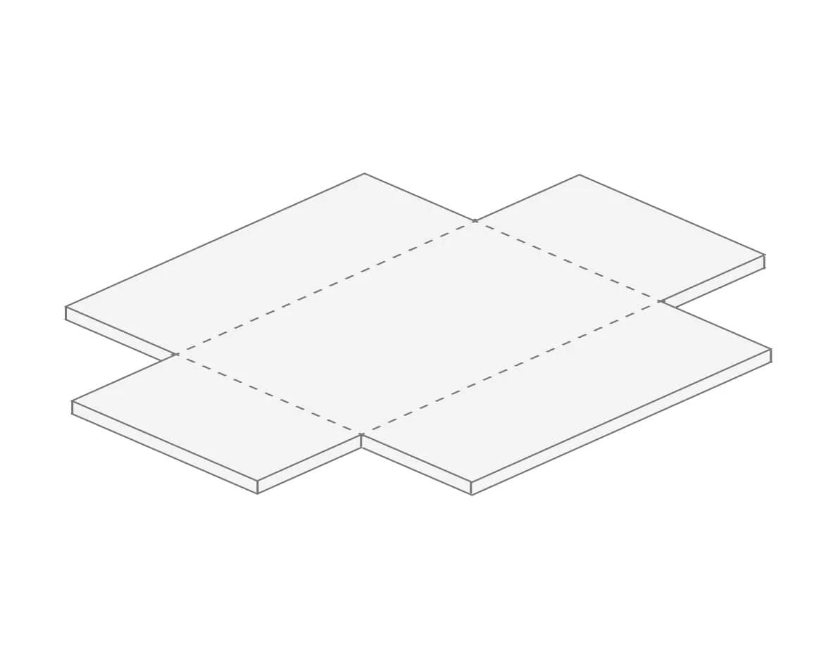 Flat chipboard cut and scored for rigid box sizing